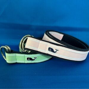 Vineyard Vines Whale Logo D-Ring Belts PINK & GREEN-Two Belts- EUC-MEDIUM
